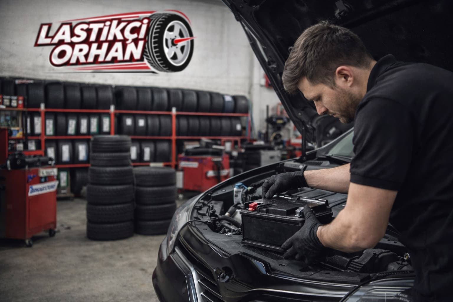 Gemlik Akü Değişimi – Yerinde Akü Takviye ve Servis Gemlik’te araç aküsü değişimi yapan usta kaputu açık araç üzerinde akü montajı yaparken